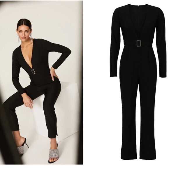 Hutch Pants - Size 2 - HUTCH - Deep V-neck Black Jumpsuit Rent the Runway RTR $264 msrp